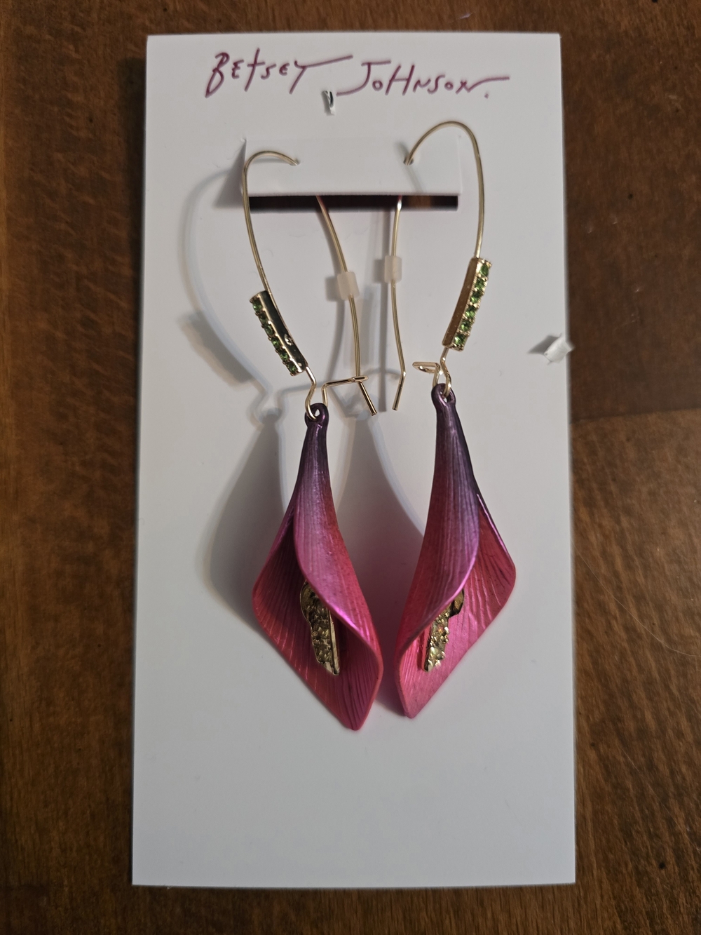 Betsey Johnson Pink Gradient Calla Lily Drop Earrings